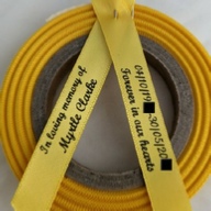 Personalised Funeral Ribbons - 10mm Daffodl ribbon with Black print