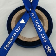 Personalised Funeral Ribbons - 10mm Royal Blue ribbon with Metallic Gold print