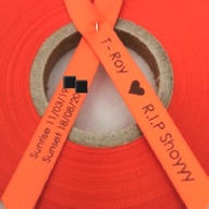 Personalised Funeral Ribbons - 10mm Orange ribbon with Black print