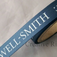 Personalised Satin Ribbon - 12mm White Flat Foil Print