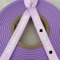 Personalised Funeral Ribbons - 10mm Lilac ribbon with Metallic Silver print