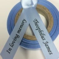 Personalised Funeral Ribbons - 15mm Baby Blue ribbon with Black print