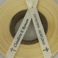 Personalised Funeral Ribbons - 10mm Cream ribbon with Black print