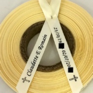 Personalised Funeral Ribbons - 10mm Cream ribbon with Black print