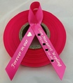 Personalised Funeral Ribbon - 15mm Fuchsia ribbon with Metallic Gold print, Lucida Calligraphy font with Solid Heart symbol